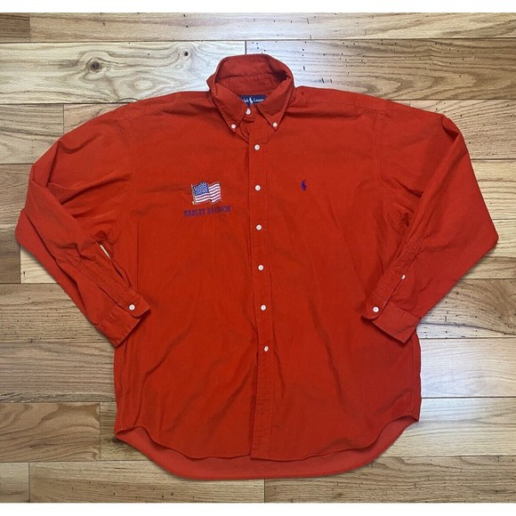 Ralph Lauren Blake - Men's Long Sleeve Button Down XL. Red. Corduroy. Flag - Picture 2 of 9